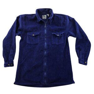 Bon Homme Women's Shirt Large Blue Corduroy Button Up Long Sleeve Casual